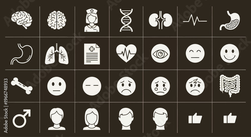 Medical Icons: Health, Science, Emotions, and Anatomy Icons