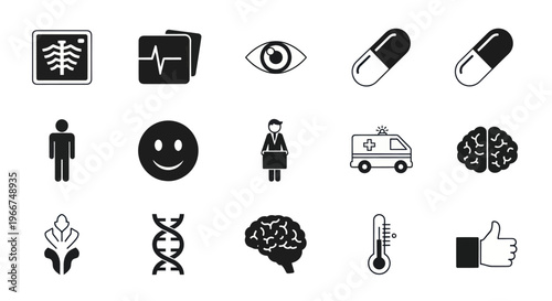 Medical Icons: Health, Science, and Technology Symbols