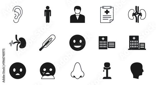 Medical Icons: Healthcare, Diagnosis, and Human Body Anatomy Set