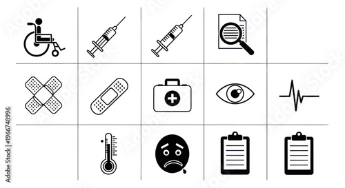 Medical Icons: Healthcare, Illness, and Treatment Symbols Collection