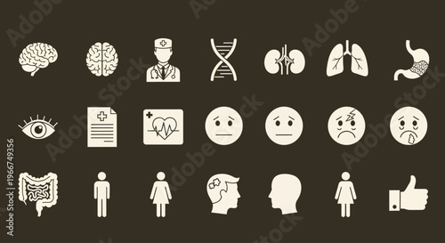 Medical Icons Set: Health, Anatomy, Emotions, and Technology