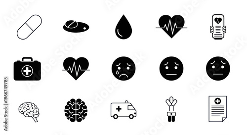 Medical Icons Set: Health, Care, and Well-being Symbols
