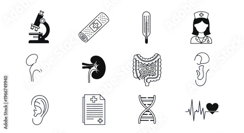 Medical Icons Set: Health, Science, and Healthcare Symbols