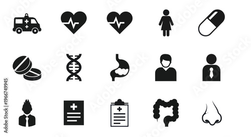 Medical Icons Set: Health, Science, and Healthcare Symbols Collection