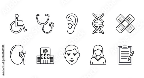 Medical Icons Set: Health, Science, and Healthcare Symbols