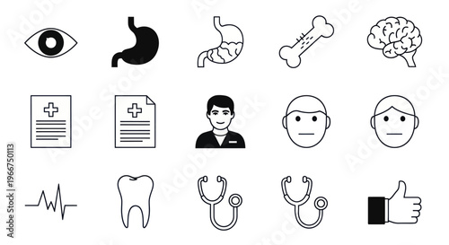 Medical Icons Set: Health, Science, and Healthcare Symbols