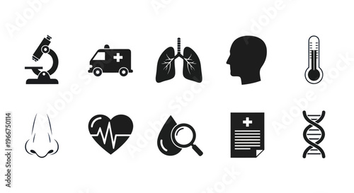 Medical Icons Set: Health, Science, and Healthcare Symbols