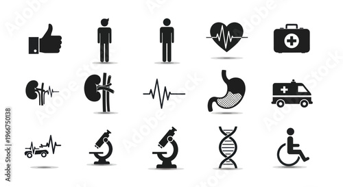 Medical Icons Set: Health, Science, and Care Symbols Collection