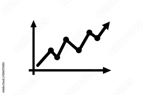 Optimistic upward-trending line graph icon, visually representing consistent positive data growth, strong business performance, market expansion, financial gains, and successful project progress for c