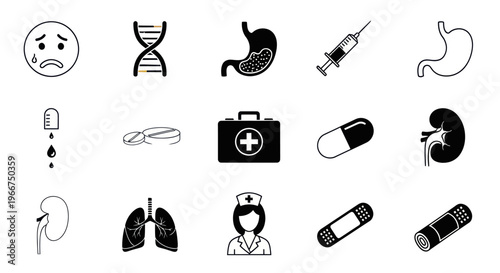 Medical Icons Set: Healthcare, Science, and Wellness Symbols
