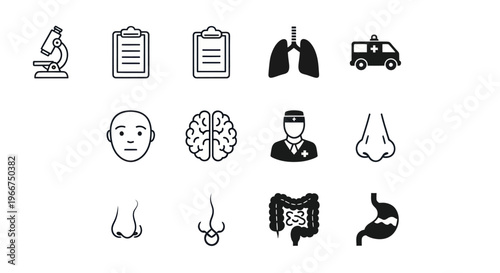 Medical Icons Set: Health, Science, Research, Hospital, Anatomy - Vector Graphics