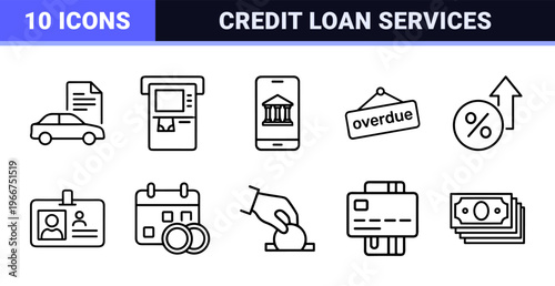 Personal Finance and Commercial Loan Management Minimalist Monoline Geometric Line Art for Banking Software and Credit Service Apps
