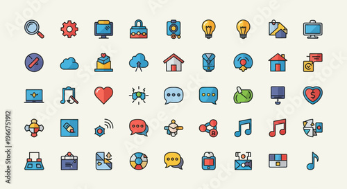 Pixel Art Icons Set: Technology, Communication, Business, and Lifestyle Symbols