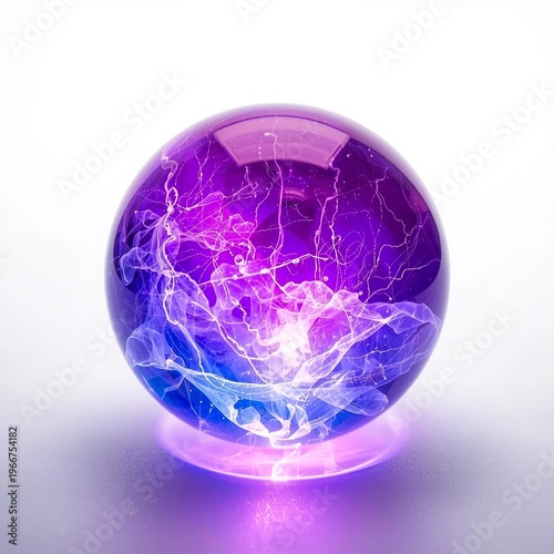 Glowing Crystal Sphere with Swirling Purple and Blue Nebula Energy