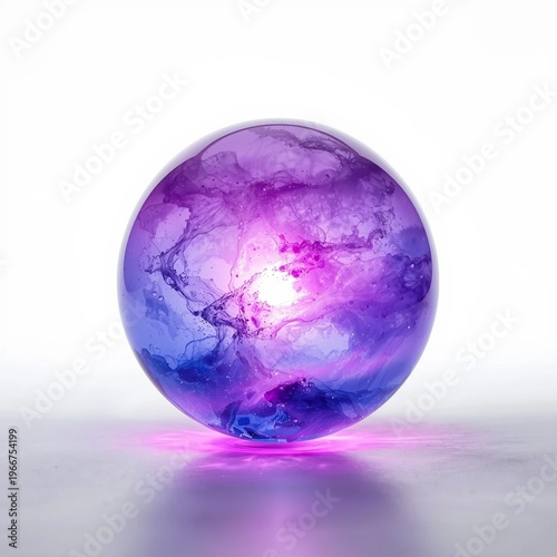 Glowing Crystal Sphere with Swirling Purple and Blue Nebula Energy