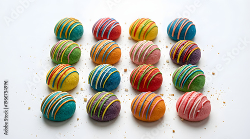 Colorful Easter Eggs Illustration on White Background with 3D Sphere Design