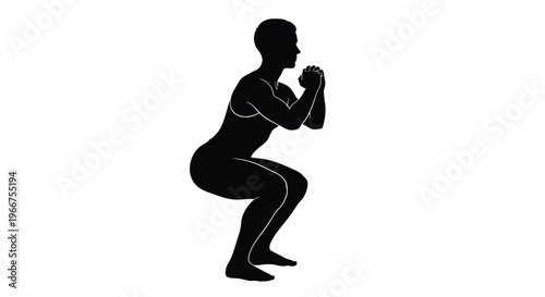 Man doing a squat exercise in a vector graphic illustration for fitness and health