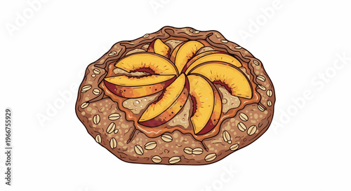 Rustic peach and oat galette with glazed filling, a delightful pastry