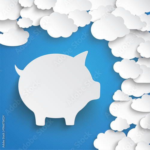 Abstraktes Sparschwein Symbol mit Wolken – Finanzkonzept und Zukunftsplanung