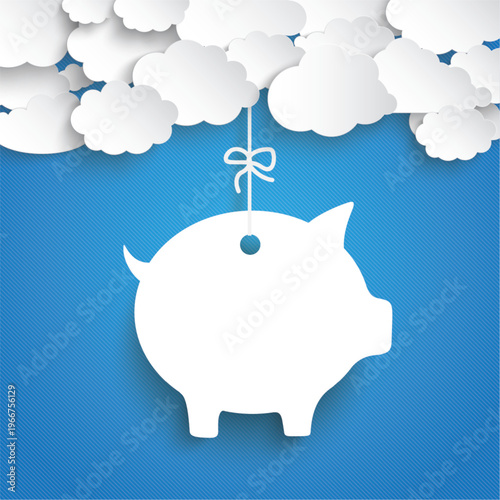 Paper Clouds Striped Blue Sky Piggy Bank