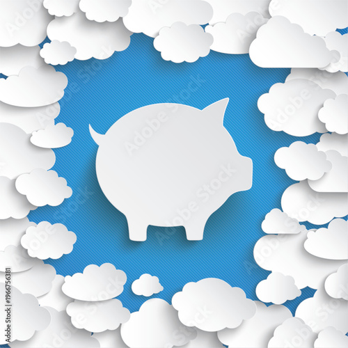 Abstraktes Sparschwein Symbol mit Wolken – Finanzkonzept und Zukunftsplanung