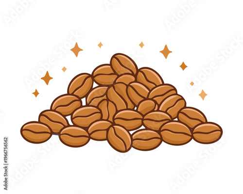 Large pile of coffee beans for wholesale product display and cafe shop ingredient list decoration icon designs - Vector Illustration