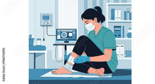 Healthcare professional monitoring patient's vital signs in a modern clinical setting