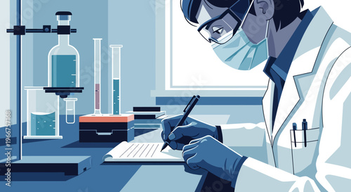 Scientist in lab: analyzing data with precision in modern research environment