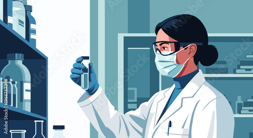 Scientist conducting laboratory experiment in modern medical lab setting