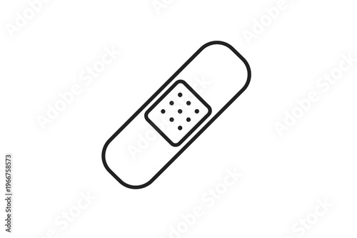 Essential First Aid Adhesive Bandage Outline Icon for Minor Cuts and Scrapes – A Simple Black and White Vector Illustration of a Medical Plaster for Wound Care, Health, Protection, and Emergency Prepa