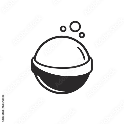 Black and white icon: bath bomb or bubbly soap with bubbles. Ideal for spa, wellness, hygiene, beauty, self-care branding, packaging, digital marketing. Represents freshness, relaxation, effervescence