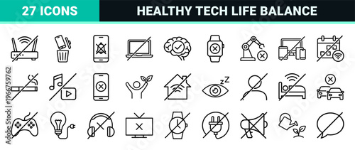 Digital Detox and Mindful Technology Minimalism: Minimalist Monoline Geometric Line Art for Mental Wellness and Tech-Free Lifestyle.