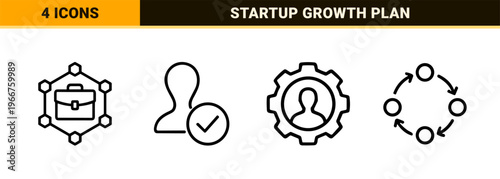 Entrepreneurship and Business Strategy Minimalist Monoline Geometric Line Art for Startup Growth and Corporate Management Success