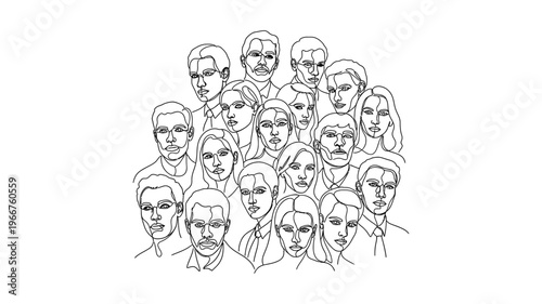 Diverse group of people illustration faces.