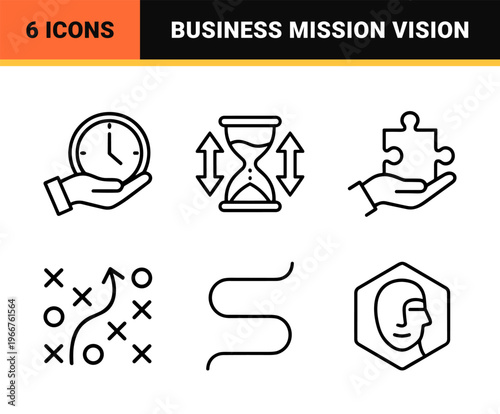 Corporate Mission Vision Values Minimalist Monoline Line Art for Strategic Planning Business Culture and Organizational Development Goals