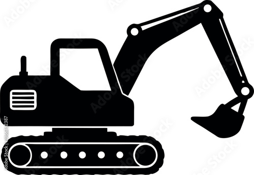 excavator silhouette vector, excavator black symbol, excavator icon