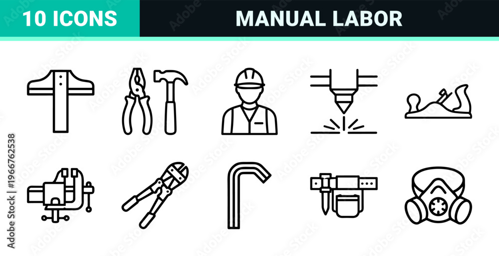 Fototapeta premium Construction and Carpentry Tools Minimalist Monoline Geometric Line Art for Professional Industrial Hardware Interface Design