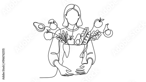 Woman holding a potted plant with vegetables.