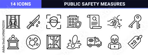 Law Enforcement and Criminal Justice Minimalist Monoline Geometric Line Art for Commercial Security and Legal Services Interface Design