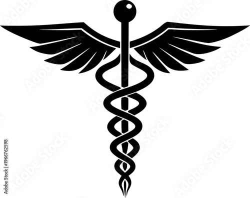 caduceus silhouette vector, Caduceus medical symbol vector