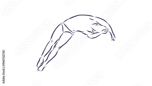 A minimalist vector illustration of a gymnast in mid-air