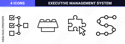 Strategic Business Planning and Leadership Iconography: Minimalist Monoline Geometric Line Art for Corporate Management and Startup Growth.