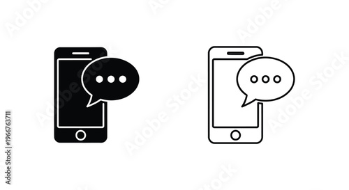 two mobile phones with speech bubbles for chat Vector