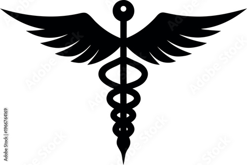 caduceus silhouette vector, Caduceus medical symbol vector