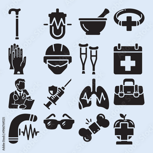 Medical service and healthcare icons collection.
