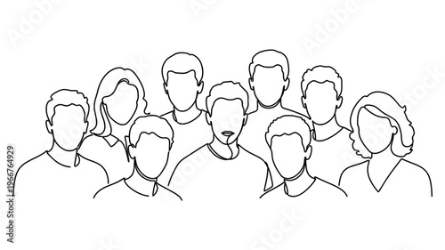 Continuous line drawing of diverse group.