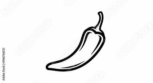 A black and white outline drawing of a single chili pepper