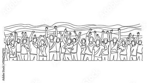 A diverse crowd of people protesting together outdoors.