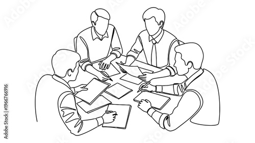 Four people sitting around a table.