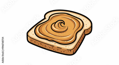 A cartoon slice of toast generously spread with smooth peanut butter